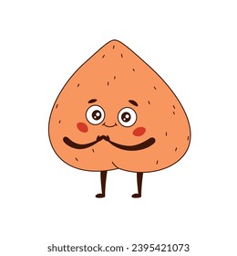 Vector flat illustration of adorable cartoon peach isolated on white background