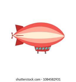 Vector flat illustration of an airship, dirigible, blimp, zeppelin