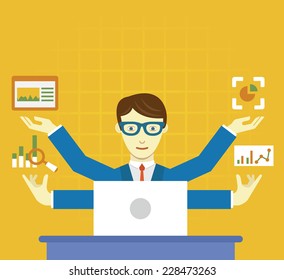 Vector Flat Illustration of analysis information and management - vector illustration