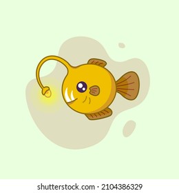 Vector Flat Illustration Of Angler Fish Cartoon