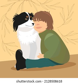 ilustración plana vectorial niño de arte con perro