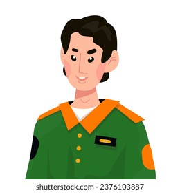 Vector flat illustration of Asian avatar of policeman, customs officer, security control man.