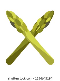 Vector flat illustration of asparagus. Greens on a white background. Design for print, poster, flyer, brochures.