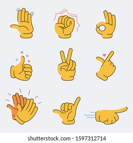 Vector flat illustration of assorted  hand gesture.