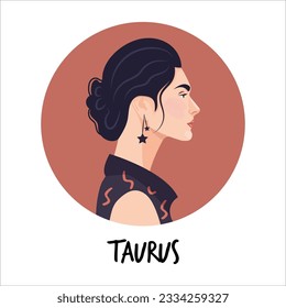 Vector flat illustration of astrology or zodiac sign as beautiful girl isolated on white. Tells of the future, horoscopes, alchemy, spirituality, occultism, and women's fashion.