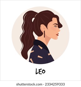 Vector flat illustration of astrology or zodiac sign as beautiful girl isolated on white. Tells of the future, horoscopes, alchemy, spirituality, occultism, and women's fashion.