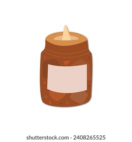 Ilustración plana vectorial. Icono lindo y acogedor de otoño para tu diseño. Ilustración de una vela aislada en un fondo blanco.