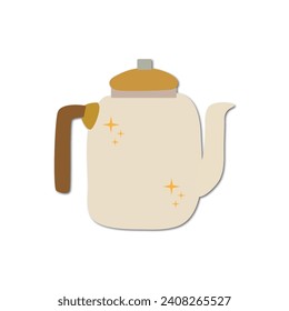 Vector flat illustration. Autumn cute and cozy icon for your design. Illustration of a teapot isolated on a white background.