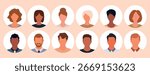 Vector flat illustration. Avatar, user profile, face icon, profile picture. Suitable for social media profiles, icons, splash screens and as a template.
