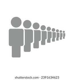 Vector flat illustration. Avatar, user profile, gender neutral silhouette. Gray icon with many people standing in line. Suitable for social media profiles, screensavers and as a template.