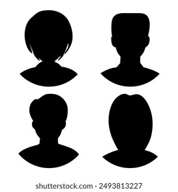 Vector flat illustration. Avatar, user profile, person icon, profile picture. Four persons. Suitable for social media profiles, icons, screensavers and as a template.