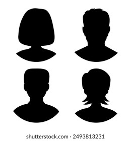 Vector flat illustration. Avatar, user profile, person icon, profile picture. Four persons. Suitable for social media profiles, icons, screensavers and as a template.