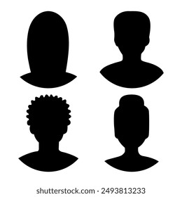 Vector flat illustration. Avatar, user profile, person icon, profile picture. Four persons. Suitable for social media profiles, icons, screensavers and as a template.