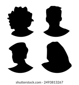 Vector flat illustration. Avatar, user profile, person icon, profile picture. Four persons. Suitable for social media profiles, icons, screensavers and as a template.