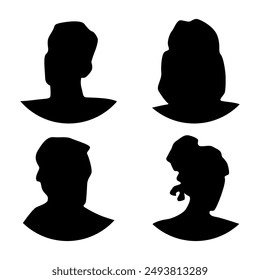 Vector flat illustration. Avatar, user profile, person icon, profile picture. Four persons. Suitable for social media profiles, icons, screensavers and as a template.