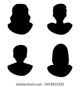 Vector flat illustration. Avatar, user profile, person icon, profile picture. Four persons. Suitable for social media profiles, icons, screensavers and as a template.
