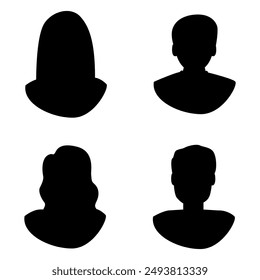 Vector flat illustration. Avatar, user profile, person icon, profile picture. Four persons. Suitable for social media profiles, icons, screensavers and as a template.