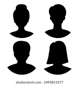Vector flat illustration. Avatar, user profile, person icon, profile picture. Four persons. Suitable for social media profiles, icons, screensavers and as a template.