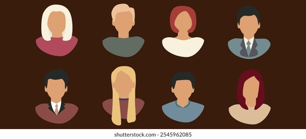 Vector flat illustration. Avatar, user profile, person icon, gender neutral silhouette, profile picture. Suitable for social media profiles, icons, screensavers and as a template. Business concept.