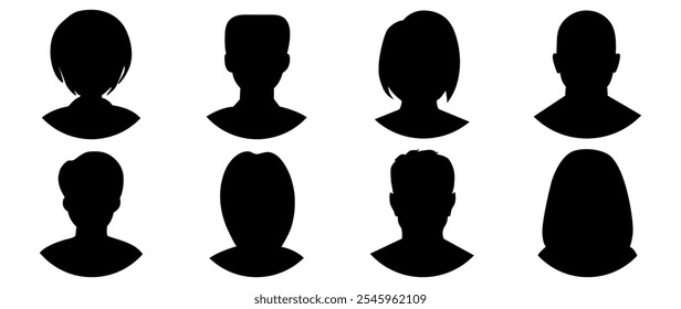 Ilustração plana vetorial. Avatar, perfil do usuário, ícone de pessoa, silhueta de gênero neutro, imagem de perfil. Adequado para perfis de mídias sociais, ícones, protetores de tela e como um modelo. Conceito comercial.