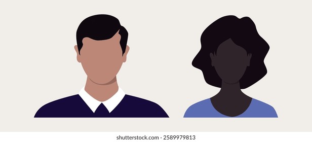 Vector flat illustration. Avatar, user profile, person icon, profile picture. Suitable for social media profiles, icons, splash screens and as a template.