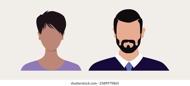 Vector flat illustration. Avatar, user profile, person icon, profile picture. Suitable for social media profiles, icons, splash screens and as a template.