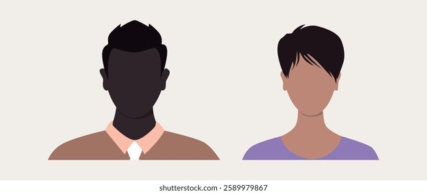 Vector flat illustration. Avatar, user profile, person icon, profile picture. Suitable for social media profiles, icons, splash screens and as a template.