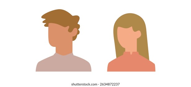 Vector flat illustration. Avatar, user profile, face icon, gender neutral silhouette, profile picture. Suitable for social media profiles, icons, splash screens and as a template.