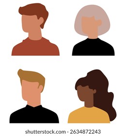 Vector flat illustration. Avatar, user profile, face icon, gender neutral silhouette, profile picture. Suitable for social media profiles, icons, splash screens and as a template.