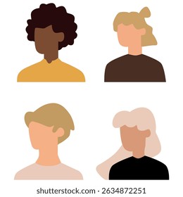 Vector flat illustration. Avatar, user profile, face icon, gender neutral silhouette, profile picture. Suitable for social media profiles, icons, splash screens and as a template.