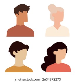 Vector flat illustration. Avatar, user profile, face icon, gender neutral silhouette, profile picture. Suitable for social media profiles, icons, splash screens and as a template.