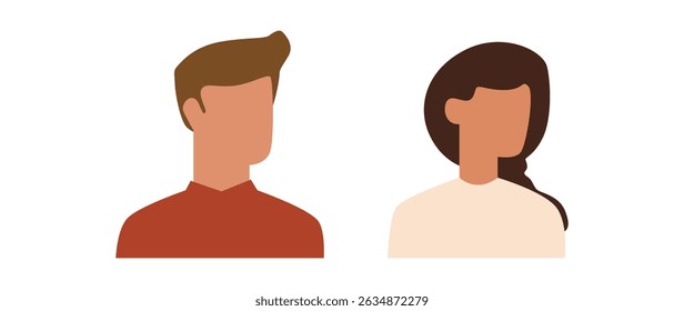 Vector flat illustration. Avatar, user profile, face icon, gender neutral silhouette, profile picture. Suitable for social media profiles, icons, splash screens and as a template.