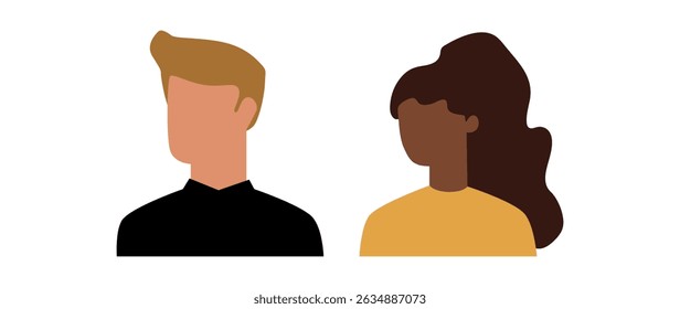 Ilustración plana de Vector. Avatar, perfil de usuario, icono de cara, silueta neutral de género, imagen de perfil. Adecuado para perfiles de redes sociales, iconos, pantallas de inicio y como Plantilla.