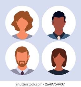 Vector flat illustration. Avatar, user profile, face icon, profile picture. Suitable for social media profiles, icons, splash screens and as a template.