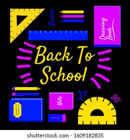 vector flat illustration back to school with school item and element can be used for web blog presentation animation banner poster motion flyer 