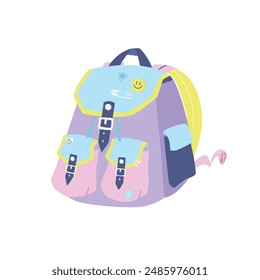 Vector flat illustration of backpack for travel and recreation