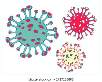 Ilustración plana vectorial con bacterias, virus, células, gérmenes o bacilo epidémico. Dibujo estilizado para el diseño de su sitio web, logotipo, aplicación, UI. Ilustración aislada de fondo blanco.