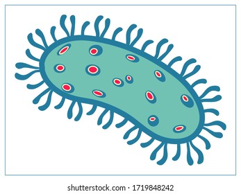 Vector flat illustration with a bacteria, virus, cells, germs or epidemic bacillus. Stylized drawing for your web site design, logo, app, UI. Isolated stock illustration on white background.