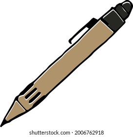 Vector Flat Illustration Of Ballpen. In Childish Simple Style. Icon And Logo. 