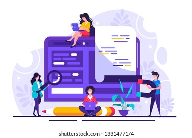 vector flat illustration, Banking, electronic Mobile payment, payment notification, large tablet with check, contract conclusion, information search 