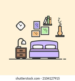 Vector Flat Illustration Of Bedroom