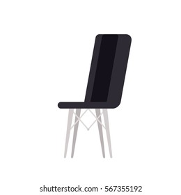 Vector flat illustration of black chair icon. Furniture symbols