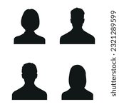 Vector flat illustration in black color. Avatar, user profile, person icon, profile picture. Suitable for social media profiles, icons, screensavers and as a template.