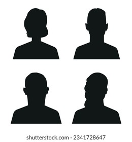 Vector flat illustration in black color. Avatar, user profile, person icon, profile picture. Suitable for social media profiles, icons, screensavers and as a template.