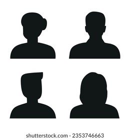 Vector flat illustration in black color. Avatar, user profile, person icon, profile picture. Suitable for social media profiles, icons, screensavers and as a template.