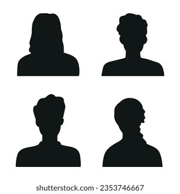 Vector flat illustration in black color. Avatar, user profile, person icon, profile picture. Suitable for social media profiles, icons, screensavers and as a template.