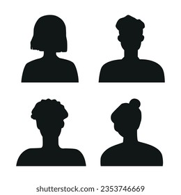 Vector flat illustration in black color. Avatar, user profile, person icon, profile picture. Suitable for social media profiles, icons, screensavers and as a template.