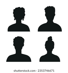 Vector flat illustration in black color. Avatar, user profile, person icon, profile picture. Suitable for social media profiles, icons, screensavers and as a template.