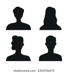 Vector flat illustration in black color. Avatar, user profile, person icon, profile picture. Suitable for social media profiles, icons, screensavers and as a template.