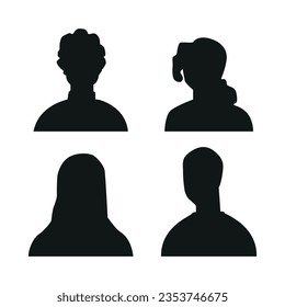 Vector flat illustration in black color. Avatar, user profile, person icon, profile picture. Suitable for social media profiles, icons, screensavers and as a template.